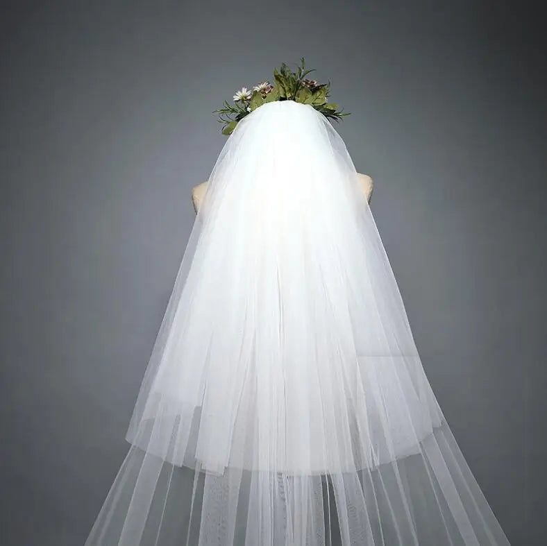 Wholesale  White 3.8 Meter Long Bridal Veil Trim Wedding Veil Lace Veil Bridal veil