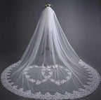 3 Meters Beige Tulle Lace Cathedral Wedding Veil Chapel With Comb Bridal Veil for Wedding Dress