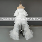 14262# Real Photos Pink Lace Mini Wedding Bridal Ball Gown Birthday Party Dress Detachable Sweep Train Prom Evening Dresses