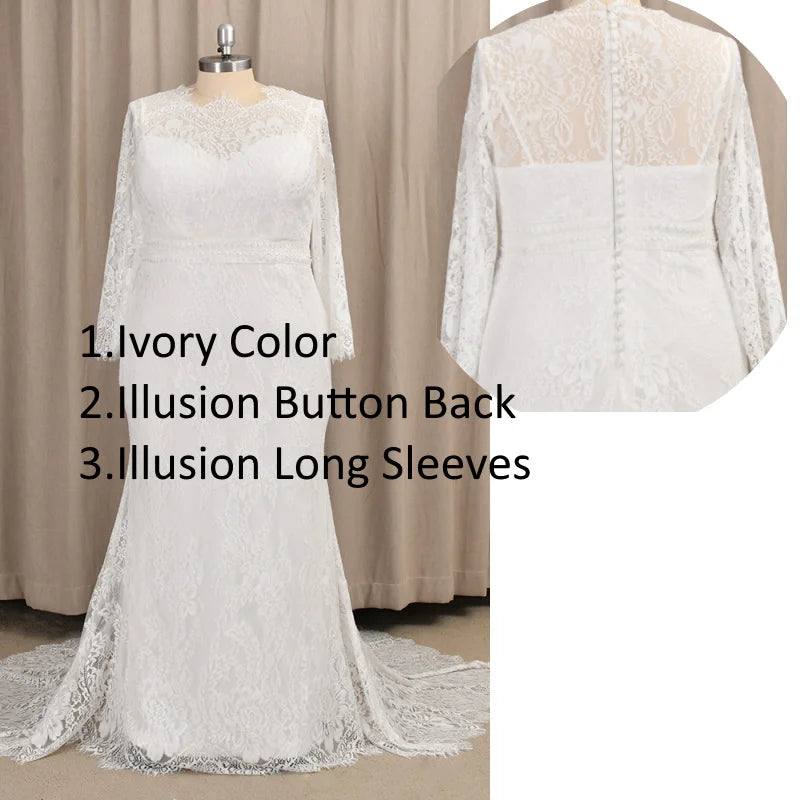 4198#  Real Photos Sweep Train  Arabic Spring Mermaid Online Long Sleeves Lace Champagne Wedding Gowns Bride Dresses
