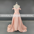 15331# Real Photos Simple Off Shoulder Satin A-line Engagement Wedding Gown Birthday Party Dress Women Prom Evening Dresses