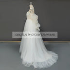 Real Photos Puffy Sleeves Sweetheart Backless A-Line Beading Lace Wedding Dress Sweep Train Tulle Bridal Gown for Wedding