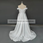15229# Real Photos Simple Soft Satin A-line Split Front Wedding Dress for Engagement Bridal Gown Evening Dress Wedding Dress