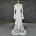 15320# Real Photos Bohemia Appliques Lace Mermaid Sweep Train Wedding Dress Bridal Gown With Tassel Evening Dresses for Women