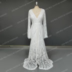 15320# Real Photos Bohemia Appliques Lace Mermaid Sweep Train Wedding Dress Bridal Gown With Tassel Evening Dresses for Women