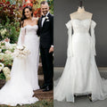 8790# Real Photos Exquisite Shiny Sequined Off Shoulder Detachable Train Wedding Dress Mermaid Bridal Gown With Long Sleeves