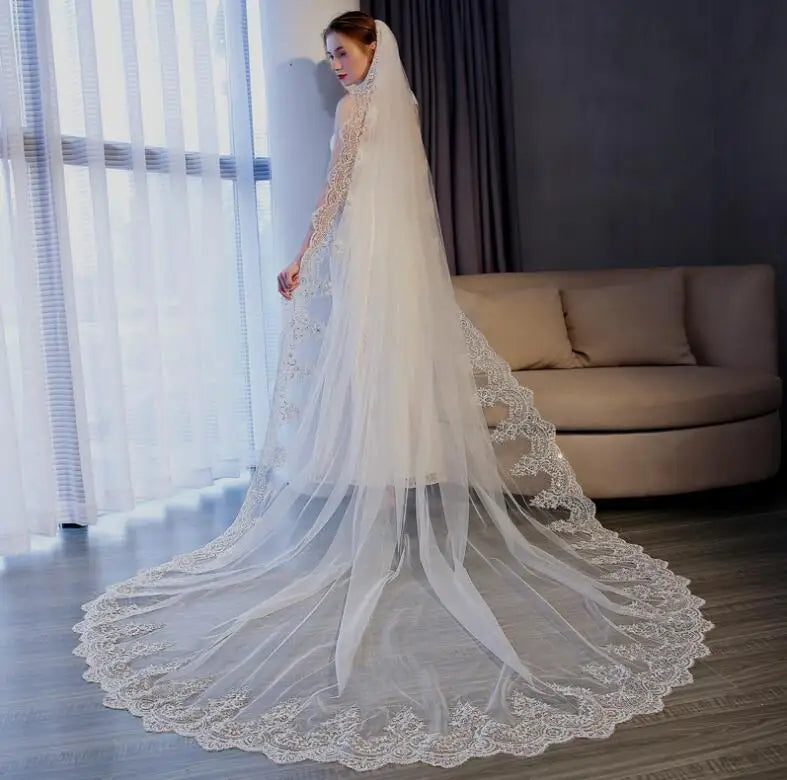 3*3 Tulle Lace White Wholesale Cheap Wedding Veil Ivory Veil Bride