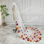 V425 Real Photos High Quality One Layer Embroidered Flowers Lace Bridal Veil 200CM Wedding Veil Accessories for Wedding