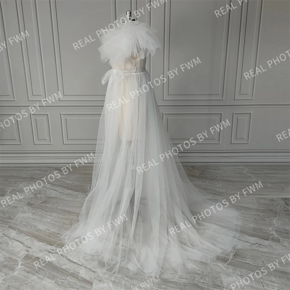 Real Photos Sexy Illusion Ruffles Tulle Split Front A-line Pregnant Dress Maternity Gown for Photography Maternity Dress