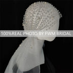V119 Real Photos Vintage Two Layer Lace Tulle With Pearls Bridal Veil Wedding Accessories for Wedding