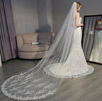 3 Meters Luxury Cheap White Wedding Veil Bridal Veil Lace Wedding Veil for Bride
