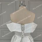 Real Photos High Quality Off Shoulder High Side Slit Satin A-line Wedding Dress for Women Bride Gowns Vestido De Novia