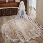 V301 New Arrivals Appliques Two Layer Lace Veil New Bride Wedding Dress Accessories 4 Meters Long Trailing Soft Veil
