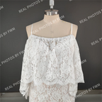 100% Real Photos Simple Off Shoulder Backless Flare Sleeve Lace Beach Wedding Dress for Woman Boho Bridal Gown for Wedding
