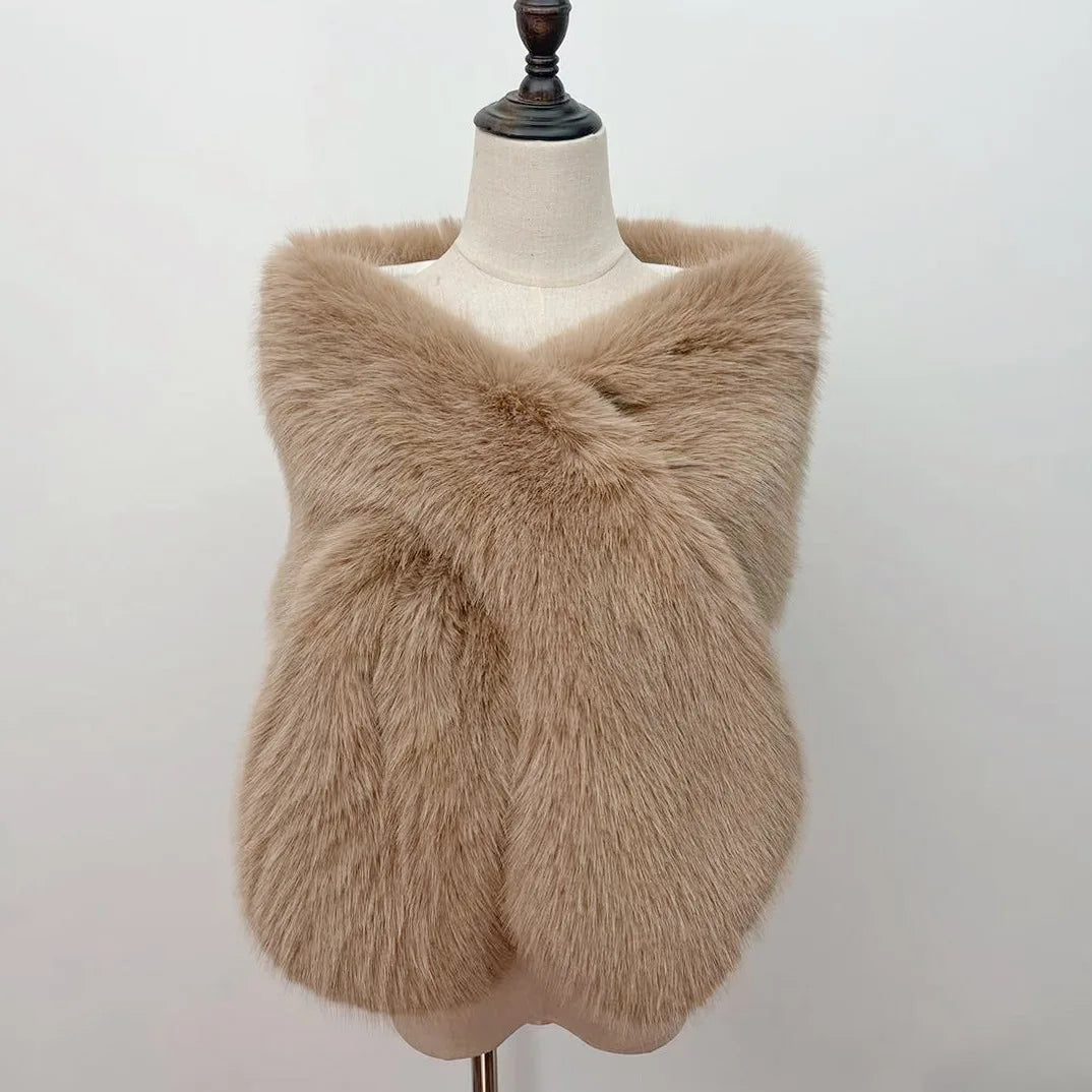 Faux Fur Shawl  Mangas Novia Wedding Jacket Bridal Wedding Accessories Cape Boleros De Mujer Cape Mariage Femme