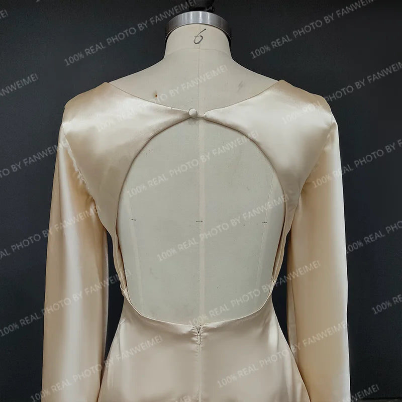 8864  Real Photo Flare Sleeve Backless Engagement Mini Wedding Gown Birthday Party Dress Plus Size Women Prom Evening Dress