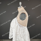 100% Real Photos Simple Off Shoulder Backless Flare Sleeve Lace Beach Wedding Dress for Woman Boho Bridal Gown for Wedding