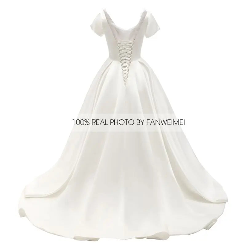 FANWEIMEI#3090 Vintage Beading Princess Satin Simple Bridal Gown Ball Gown Women Wedding Pary Dress Factory Price REAL PHOTO