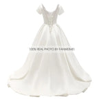FANWEIMEI#3090 Vintage Beading Princess Satin Simple Bridal Gown Ball Gown Women Wedding Pary Dress Factory Price REAL PHOTO