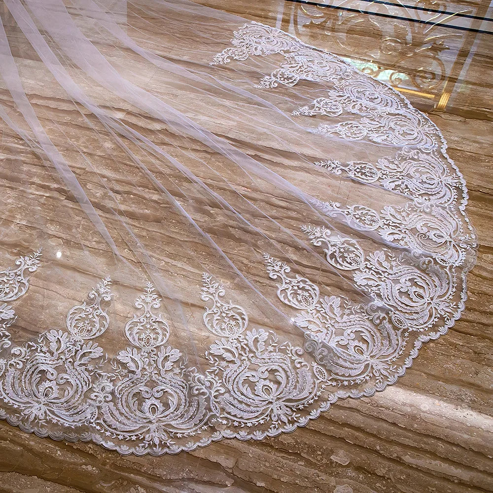 New Arrivals Appliques Lace Veil New Bride Wedding Dress Accessories 3 Meters Long Trailing Soft Veil