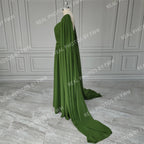 15171# Real Photos Green V-neck Ruched Belt Split Front Lace A-line Prom Evening Dress Wedding Party Dress for Plus Size Women
