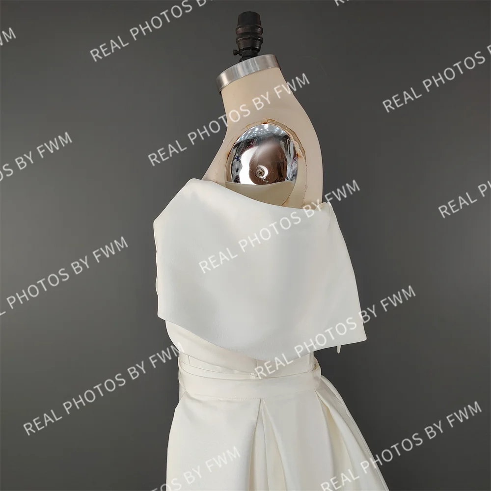 10139# Real Photos High Quality Off Shoulder V Neck Mikado Mermaid Wedding Dress for Women Bride Gown With Detachable Train