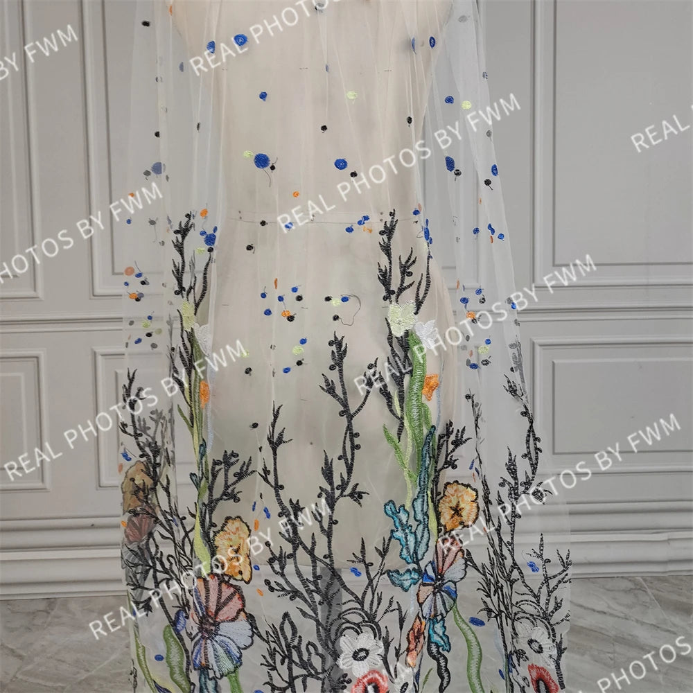 Real Photos High Quality One Layer Embroidered Flowers Lace Bridal Veil 120CM Long Wedding Veil Accessories for Wedding