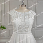 100% Real Photos High Quality Boho Appliques Lace A-line Wedding Dress for Bride 2024 Elegant Backless Tulle Bridal Gown