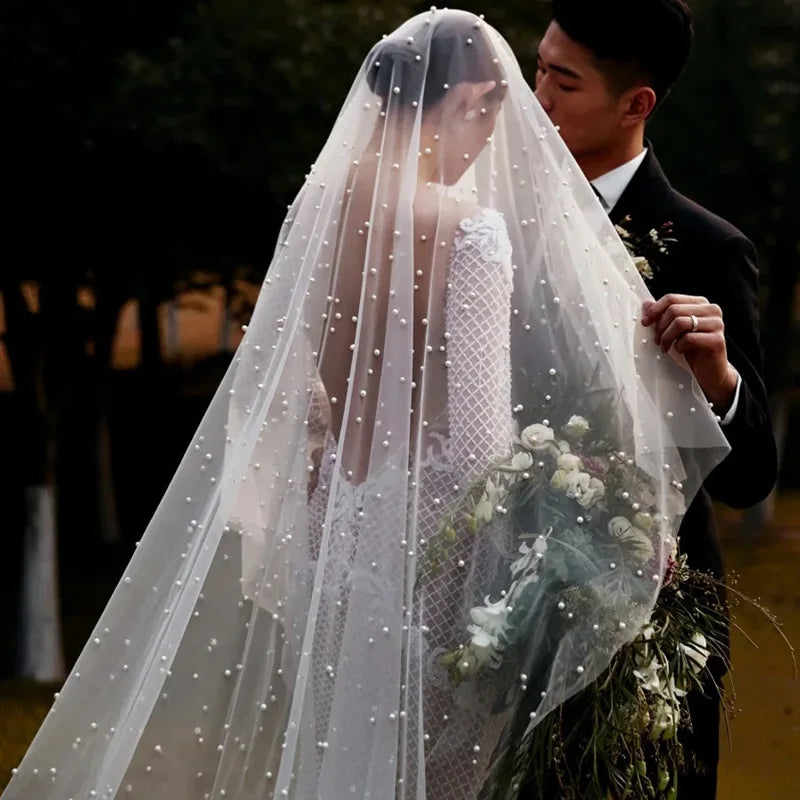 #V129 Wedding Bridal Pearl Veil