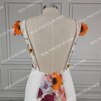 10808# Real Photos Pastrol Cap Sleeves V-Neck Floral Appliques A-line Chiffon Wedding Dress for Women Backless Bridal Gown