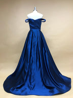 15331# Real Photos Simple Off Shoulder Satin A-line Engagement Wedding Gown Birthday Party Dress Women Prom Evening Dresses