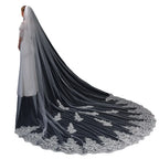 Hot Sell Latest Long Wedding Bridal Veil for Women Lace Royal Train Wedding Veil With Appliques Lace 2024