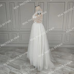 Real Photos High Quality Boat Neck Cap Sleeve Split Appliques Lace Wedding Dress Elegant Tulle A-line Bridal Gown for Women