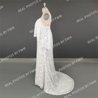 100% Real Photos Simple Off Shoulder Backless Flare Sleeve Lace Beach Wedding Dress for Woman Boho Bridal Gown for Wedding