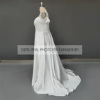 15229# Real Photos Simple Soft Satin A-line Split Front Wedding Dress for Engagement Bridal Gown Evening Dress Wedding Dress