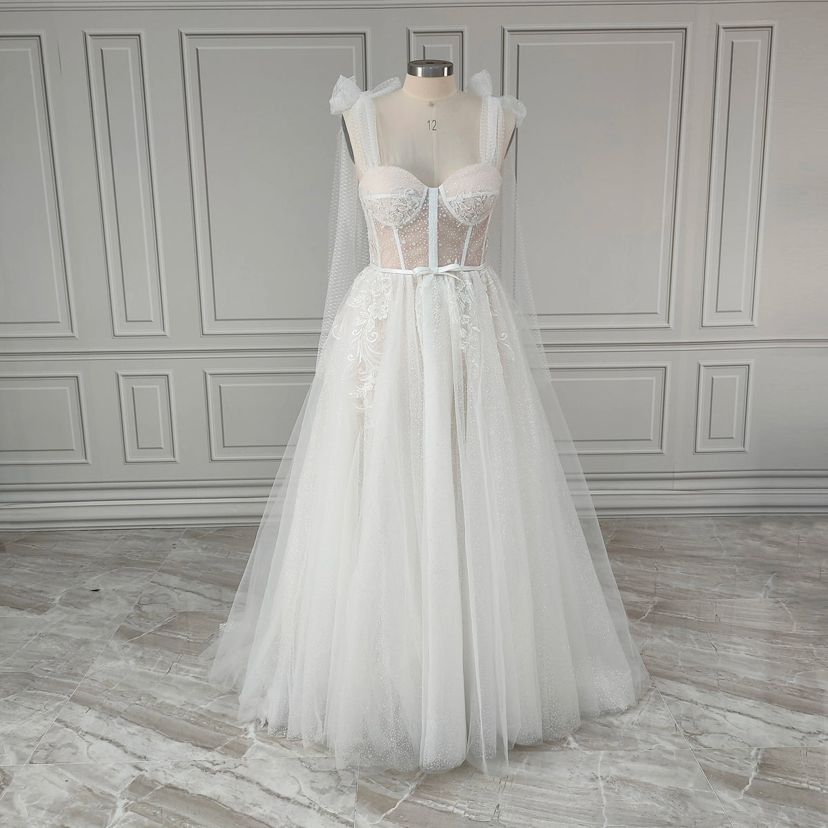 Real Photo High Quality Spaghetti Straps Backless Princess A-Line Lace Wedding Dress for Women Side Split Tulle Bridal Gown