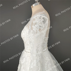 Real Photos Exuquisite Long Sleeve  Sweep Train A-line Appliques Lace Wedding Dress With Sequined Bridal Gown for Wedding Dress