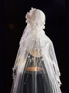 High Quality Elegant Ivory White Pearl 3D Flower Bridal Veil for Wedding Dress Long Headdress Custom Made #V114
