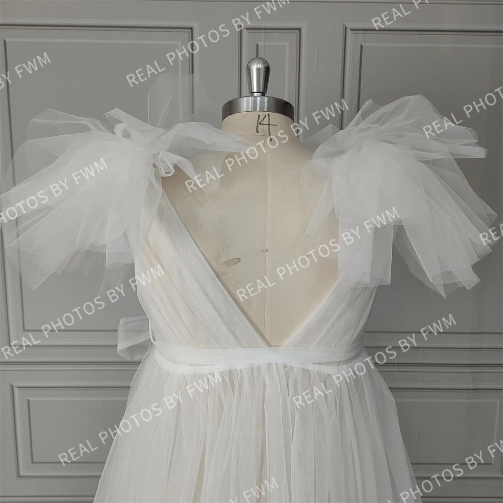 Real Photos Sexy Illusion Ruffles Tulle Split Front A-line Pregnant Dress Maternity Gown for Photography Maternity Dress