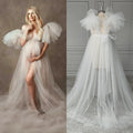 Real Photos Sexy Illusion Ruffles Tulle Split Front A-line Pregnant Dress Maternity Gown for Photography Maternity Dress