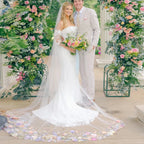 V474  Real Photos High Quality One Layer Embroidered Flowers Lace Bridal Veil 200CM Wedding Veil Accessories for Wedding