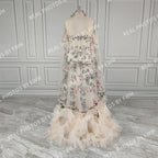 Real Photos Unique Off Shoulder Flower Appliques Lace Ruffles Tulle A-line Wedding Dress With Veil Bride Gown for Women 12970