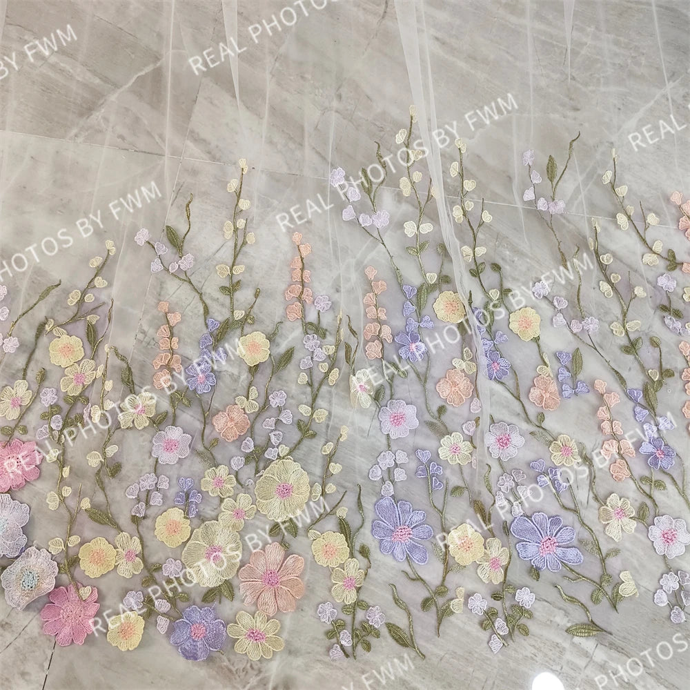 V474  Real Photos High Quality One Layer Embroidered Flowers Lace Bridal Veil 200CM Wedding Veil Accessories for Wedding