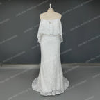 100% Real Photos Simple Off Shoulder Backless Flare Sleeve Lace Beach Wedding Dress for Woman Boho Bridal Gown for Wedding