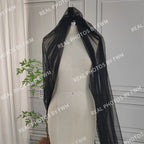Real Photos High Quality One Layer Black Appliques Sequined Lace Bridal Veil 300CM Long Wedding Veil Accessories for Wedding