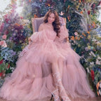 14262# Real Photos Pink Lace Mini Wedding Bridal Ball Gown Birthday Party Dress Detachable Sweep Train Prom Evening Dresses