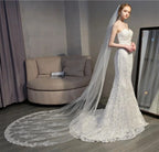 3 Meters Luxury Cheap White Wedding Veil Bridal Veil Lace Wedding Veil for Bride
