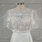 15464# Real Photos Simple Beach Short Sheath Low Back Appliques Lace Mini Wedding Dress Bridal Gown Prom Dress for Women