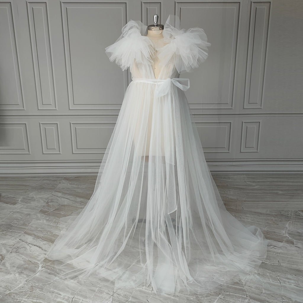 Real Photos Sexy Illusion Ruffles Tulle Split Front A-line Pregnant Dress Maternity Gown for Photography Maternity Dress