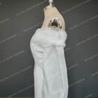Real Photos Off Shoulder Lantern Sleeves Sheath Soft Satin Ruched Sweep Train Wedding Dress Low Back Bridal Gown for Women